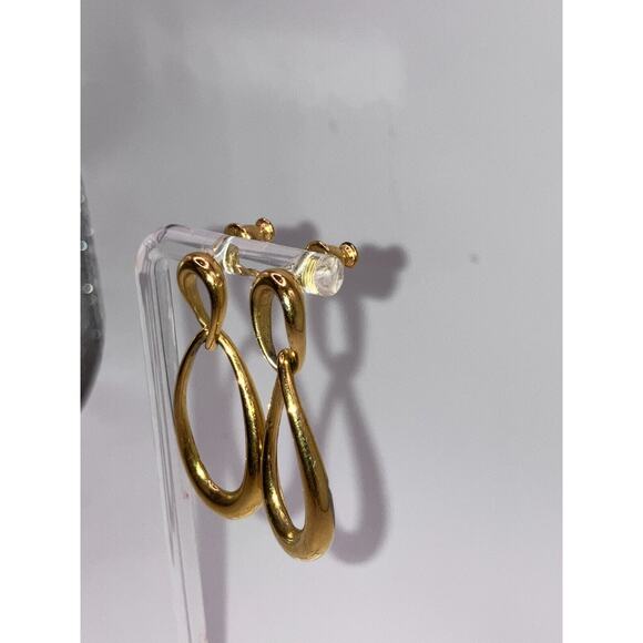 Monet Gold-Tone Connecting Teardrops Dangle 1 3/8" Earrings! - Picture 6 of 8